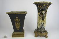 VASES: Two contemporary neoclassical style gilt metal mounted vases
