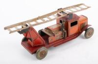 METTOY: An excellent original c1940s English&nbsp;Metoy fixed key clockwork tin plate fire engine, approximately 30cm - 2