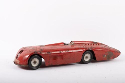 1 · SUNBEAM: A rare large Kingsbury 1927 Sunbeam land speed record clockwork driven tin toy, 47cm long