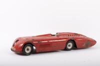 SUNBEAM: A rare large Kingsbury 1927 Sunbeam land speed record clockwork driven tin toy, 47cm long