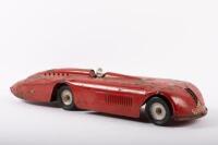 SUNBEAM: A rare large Kingsbury 1927 Sunbeam land speed record clockwork driven tin toy, 47cm long - 7