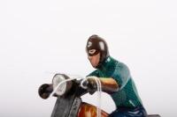 MOTORCYCLE: A c1950s USSR made wind up tin toy motorcycle with side car, 22cm long - 9