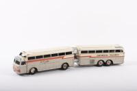 GOLDEN EAGLE BUS: A c1960s tin toy 'Super Golden Eagle' Continental Trailways articulated bus by Daiya Toys Japan, friction driven, 45cm long&nbsp;