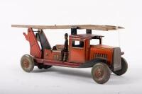 METTOY: An excellent original c1940s English&nbsp;Metoy fixed key clockwork tin plate fire engine, approximately 30cm - 7
