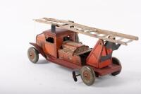 METTOY: An excellent original c1940s English&nbsp;Metoy fixed key clockwork tin plate fire engine, approximately 30cm - 15