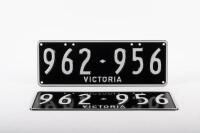 NUMBER PLATES: A set of Victorian number plates '962-956', standard size, white lettering on black background, sold with rights to display
