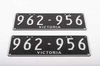 NUMBER PLATES: A set of Victorian number plates '962-956', standard size, white lettering on black background, sold with rights to display - 3