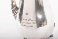 SANDOWN: A silver plate tea pot trophy, inscribed 'Winner Class E - Sandown Three Hour Datsun Trophy - September 1968 - 2