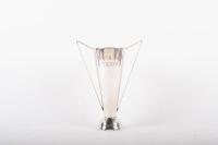 CRAVEN FILTER TROPHY: A silver plated V-shaped two handle cup trophy