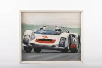 PORSCHE 906: An oil on canvas painting of a possible Porsche 906