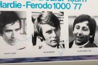 FORD: A rare original poster featuring the winning Moffat Ford Dealer Team at the 1977 Bathurst race, signed in pen by Moffat, Ickx, Bond & Hamilton, 40cm high, 47cm wide overall - 2