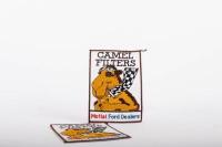 MOFFAT: Two Camel Filters - Moffat Ford Dealers cloth patches as worn in the 1977 1/2 win, 14cm high