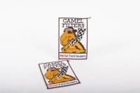 MOFFAT: Two Camel Filters - Moffat Ford Dealers cloth patches as worn in the 1977 1/2 win, 14cm high - 2