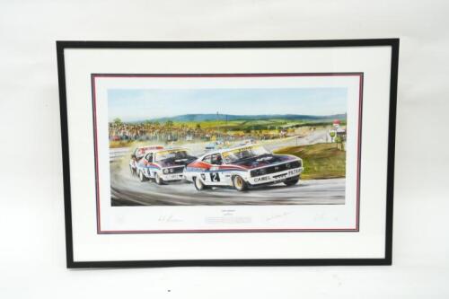 FORD: A limited edition (100/850) print titled 'Ford Supremacy', celebrating the Bathurst 1-2 finish, signed and numbered in pencil to lower margin Colin Bond, Alan Hamilton and artist Randall Wilson