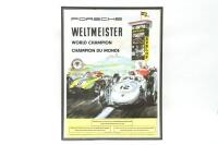 POSTER: A framed reproduced poster, possibly circa 1970 /1980, celebrating the Porsche Formula 2 Weltmeister (World Champion) of 1960