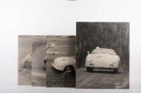 ALAN HAMILTON: Four photographs on masonite base of Alan Hamilton racing a thought to be Porsche 356 Speedster