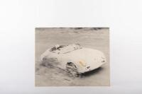 ALAN HAMILTON: Four photographs on masonite base of Alan Hamilton racing a thought to be Porsche 356 Speedster - 2