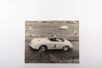 ALAN HAMILTON: Four photographs on masonite base of Alan Hamilton racing a thought to be Porsche 356 Speedster - 4