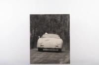 ALAN HAMILTON: Four photographs on masonite base of Alan Hamilton racing a thought to be Porsche 356 Speedster - 6