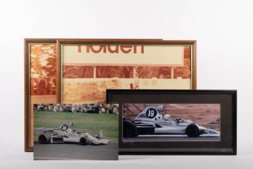 LOLA T430 CHEV: A group of four colour photographs of differing sizes of Alan Hamilton driving his Lola T430 Chev at various locations circa late 1970s