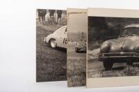 PORSCHE 356: Three black and white photographs on masonite, possibly circa late 1960s&nbsp;of thought to be Alan Hamilton racing&nbsp;a Porsche 356 - 2