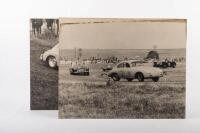 PORSCHE 356: Three black and white photographs on masonite, possibly circa late 1960s&nbsp;of thought to be Alan Hamilton racing&nbsp;a Porsche 356 - 3