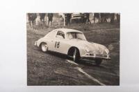 PORSCHE 356: Three black and white photographs on masonite, possibly circa late 1960s&nbsp;of thought to be Alan Hamilton racing&nbsp;a Porsche 356 - 5