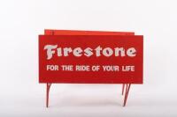 FIRESTONE: A c1970s original Firestone tyre rack, complete with stand, approx 38cm wide, 27cm high, 24cm deep