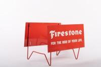 FIRESTONE: A c1970s original Firestone tyre rack, complete with stand, approx 38cm wide, 27cm high, 24cm deep - 2