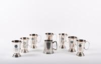 TEMPLESTOWE HILL CLIMB: A group of eight trophy mugs awarded to Alan Hamilton from the Templestowe Hill Climb,
