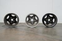 PORSCHE 944: Three circa 1974 Porsche 944 (or 911) 15IN x 6IN 'cookie cutter' alloy wheels, [P/N 91138102300], all wheels have some marks - 13