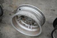 PORSCHE 944: Three circa 1974 Porsche 944 (or 911) 15IN x 6IN 'cookie cutter' alloy wheels, [P/N 91138102300], all wheels have some marks - 15
