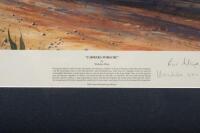 CARRERA PORSCHE: A large limited edition print (10/500) by Nicholas Watts titled 'Carrera Porsche', signed in pencil by Huschke von Hanstein, Hanns Herrmann and the artist: framed and glazed - 5