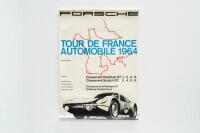 PORSCHE POSTER: A large original 1964 Porsche 'Tour De France Automobile 1964' with Porsche 904 illustration at bottom, 118cm high, 84cm wide