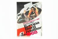 PORSCHE POSTER: A large original 1968 printed 'Porsche Gerhard Mitter Europa Bergmeister 1968' with portrait photo of Mitter in a Porsche 909
