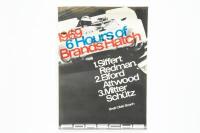 PORSCHE POSTER: A large original 1969 printed Porsche poster celebrating the 1-2-3 finish for Porsche at the 1969 Brands Hatch 6 Hour race