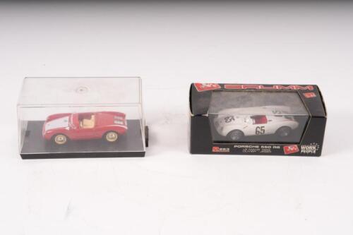 550: Two 1:43 scale PORSCHE 550 RS BRUMM scale models. PORSCHE 550 RS (R263), as raced by Olivier/Jeser at Le Mans 1953