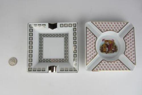 TOBACCANO:Two porcelain ash trays, produced by Prometheus, San Marino Italy and Bidasoa, Spain, each 18cm square.&nbsp;
