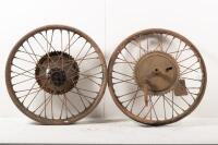 REAR WHEELS: Two one piece rear wheels, to suit pre war British, model unknown - 5