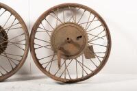 REAR WHEELS: Two one piece rear wheels, to suit pre war British, model unknown - 6