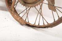 REAR WHEELS: Two one piece rear wheels, to suit pre war British, model unknown - 8