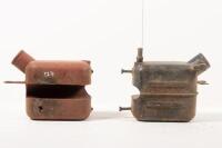 OIL TANKS: Two oil tanks, includes a late 1920s Ariel tank and one unknown British made tank