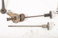 TRIUMPH: A group of assorted Triumph pre unit parts, includes two steering dampers, one foot peg and one side stand - 2