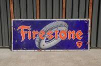 FIRESTONE: An original c1930s Firestone Tyres enamel sign with pictorial of tyre in background, 51cm high, 121cm wide - 2
