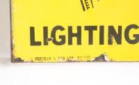 PENNANT: An original c1920s-1930s Shell Pennant Kerosene 'Lighting Heating Cooking' double sided post mount enamel sign 30.5cm high, 56cm wide - 4