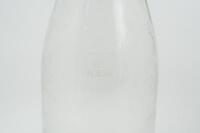 NEPTUNE: An original glass one quart oil bottle with Neptune '20W' motor oil tin top pourer - 2