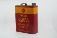 SHELL: A one imperial gallon Shell 'Single' S.A.E. 30 motor oil tin&nbsp; - 4