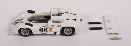 CHAPARRAL 2E: A ESDO 1:43 scale Chaparral 2E model, the number #66 Phil Hill race car from 1966