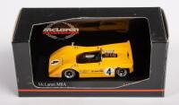 MCLAREN M8A: A Minichamps1:43&nbsp;scale&nbsp;McLaren M8A model, the number #4 Can Am series race car as driven Bruce McLaren during 1968