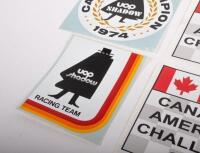 RE-PRINT STICKERS: A collection of four re-print stickers including 'Chaparral', 'Can-Am Champion 1974' and others&nbsp; - 3